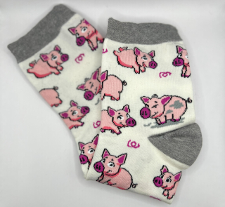 Ponožky Prasátkové - krémové