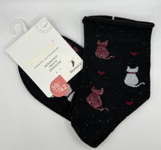 Ponožky Kočičí stříbro - černé