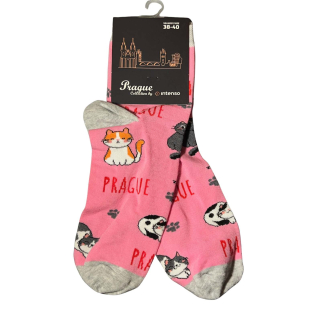 Ponožky Prague růžové - kočičí kolonie