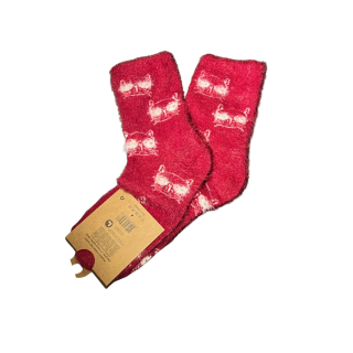 Ponožky Chlupaté kočičí - červené